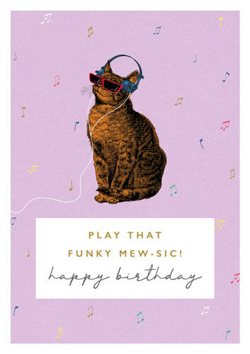 Funky Mewsic Birthday Greeting Card