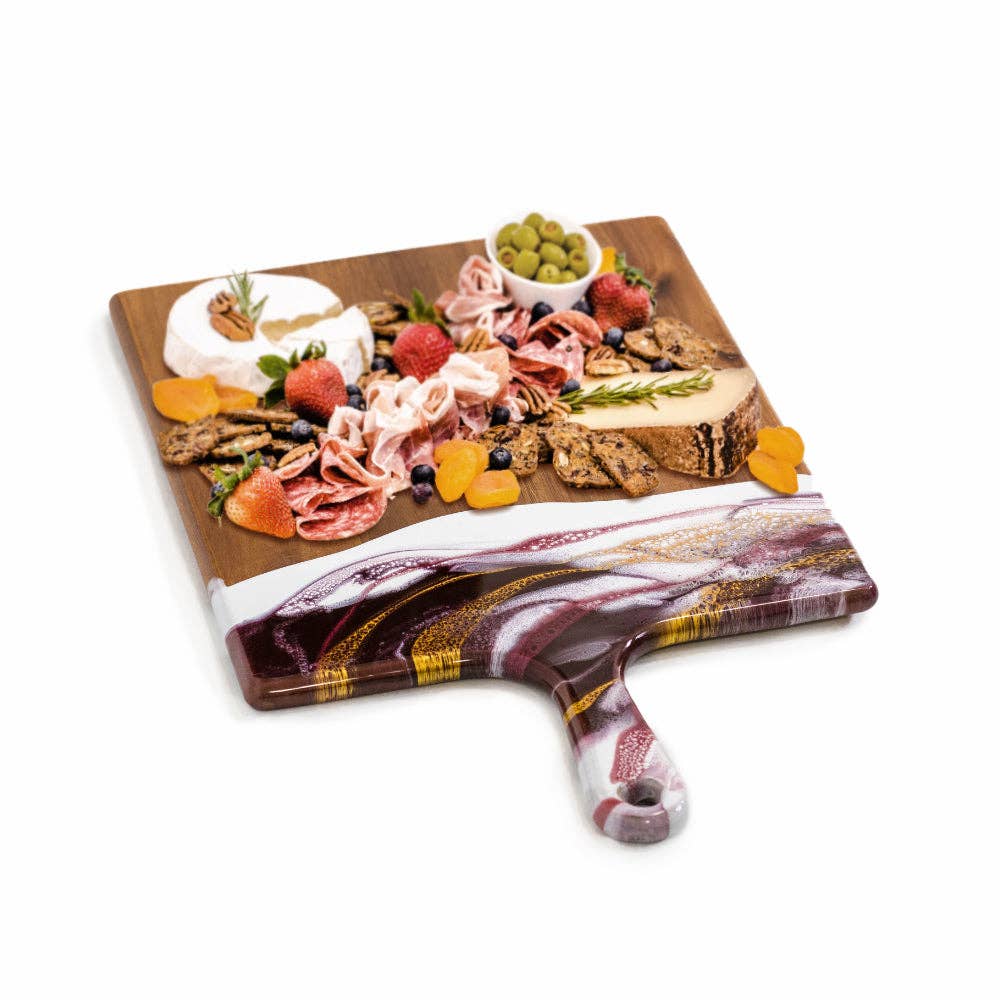 Extra Large Acacia Charcuterie Boards Raspberry White Gold / Extra Large