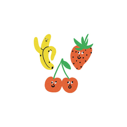 Glitter Fruit Faces Tattoo Pair