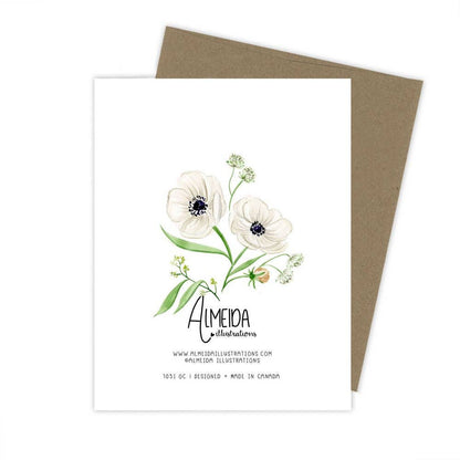 Just Married Flower Card: White