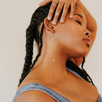 Gold Tattly Flash  Tattoo Pair