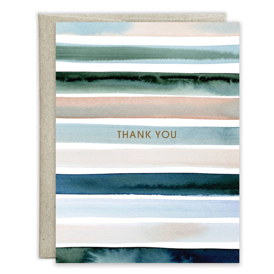 Thank You Soft Blue Stripes Packaged Blank Note