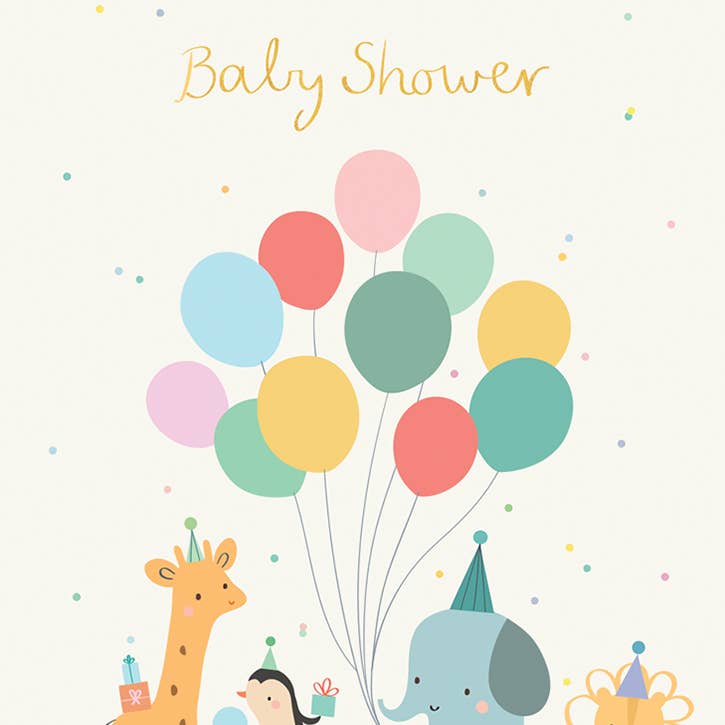 Animal Balloons Baby Shower Greeting Card
