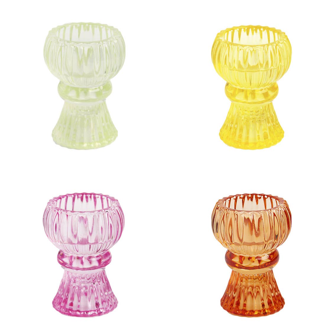 Small Glass Candle Holders Set | Mixed Colors | Home Decor |