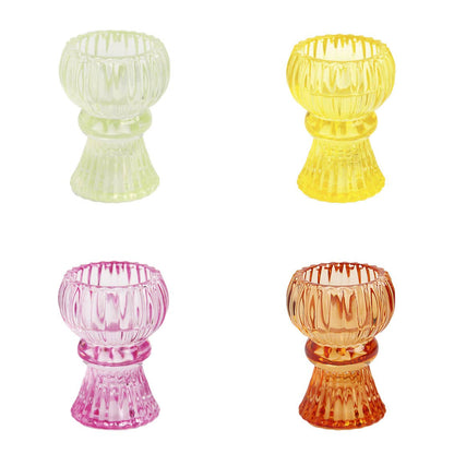 Small Glass Candle Holders Set | Mixed Colors | Home Decor |
