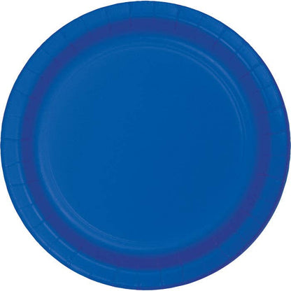 Cobalt Blue Paper 6.75 inch Dessert Plates, 24/Pkg