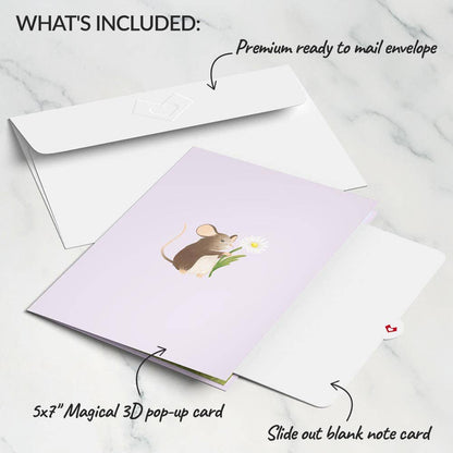 Field Mouse in the Flowers 5*7" Pop-Up Card