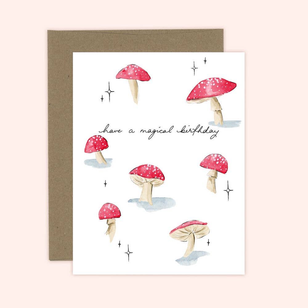 Magical Birthday Card | Red Mushroom: White