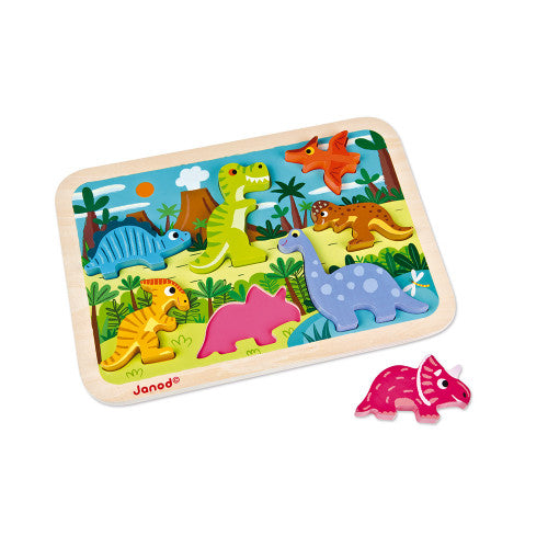 CHUNKY PUZZLE DINOSAURS 7 PIECES (WOOD)