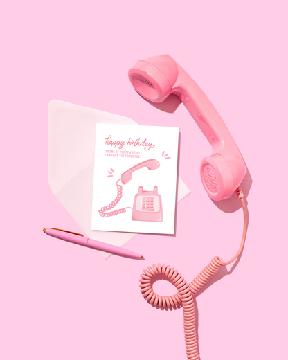 Pink Vintage Phone Card | Funny Birthday Card