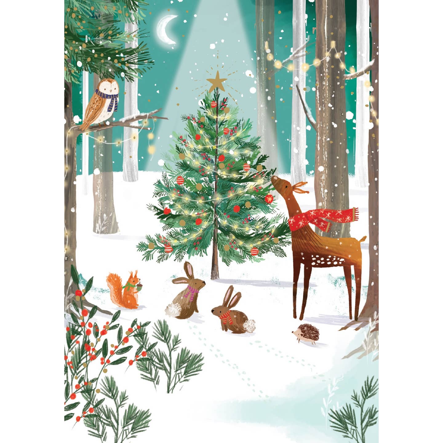 Holiday Greeting Card Xmas Forest Friends