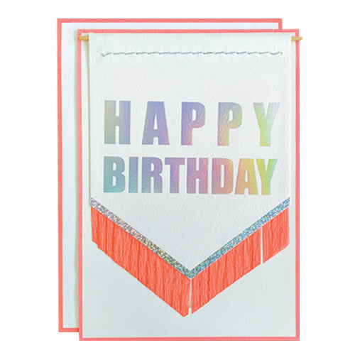 Neon Fringe Banner Happy Birthday Card