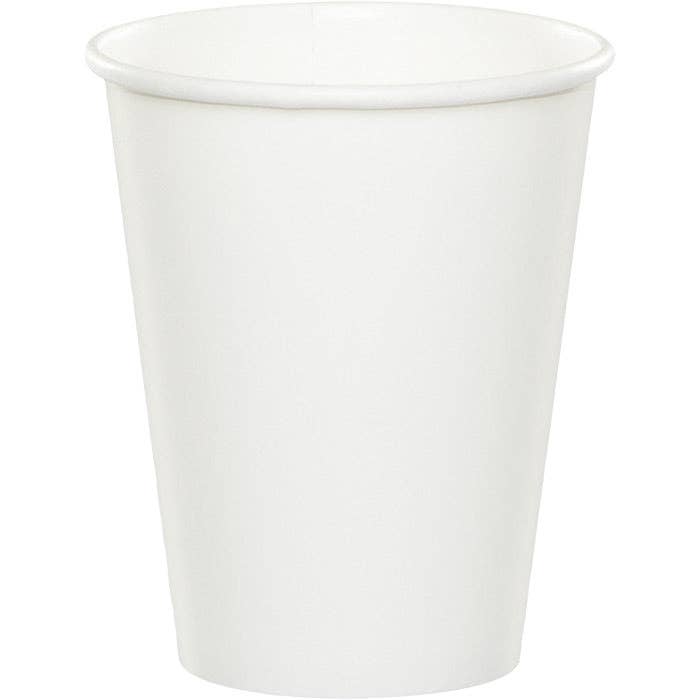 White 9 oz Hot & Cold Paper Cups, 24/Pkg