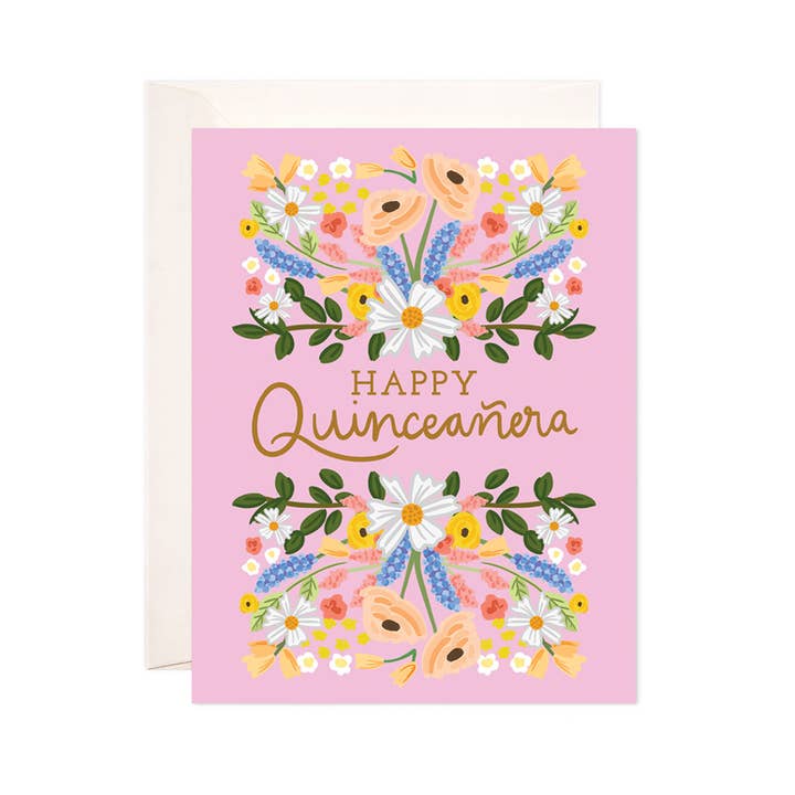 Floral Quince Greeting Card - Quinceañera Birthday