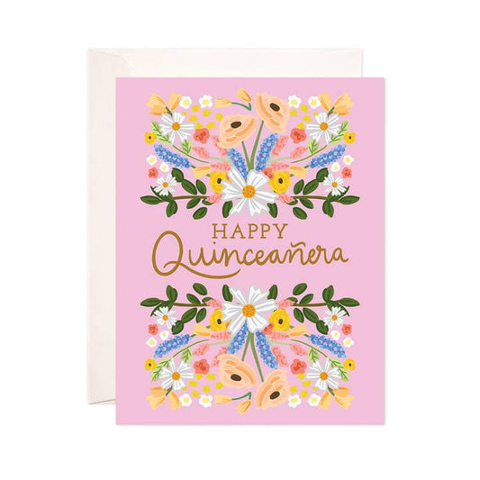 Floral Quince Greeting Card - Quinceañera Birthday