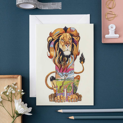 Daniel Mackie Lion Watercolour Greeting Card