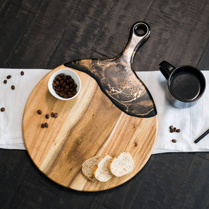 Charcuterie Board 12" Round with handle: Marble