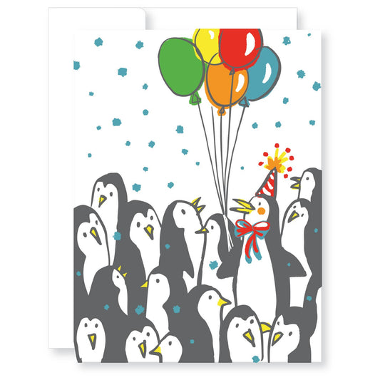 Penguin Party Happy Birthday Greeting Card
