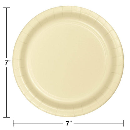 Ivory Paper 6.75 inch Dessert Plates, 24/Pkg