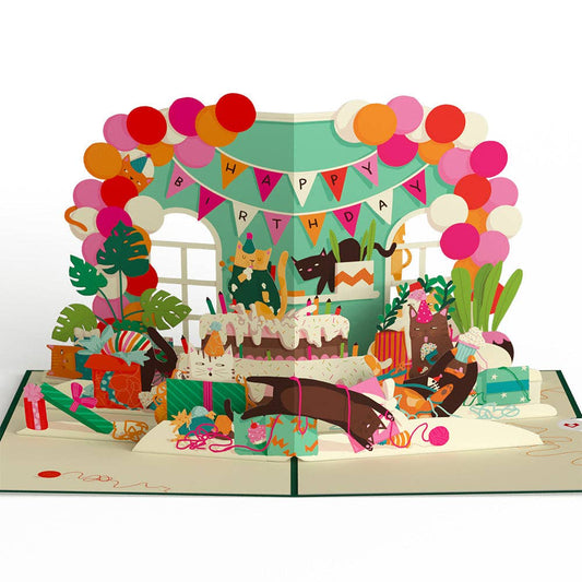 Party Cats Birthday Pop-up Card, 5x7" Birthday Cards