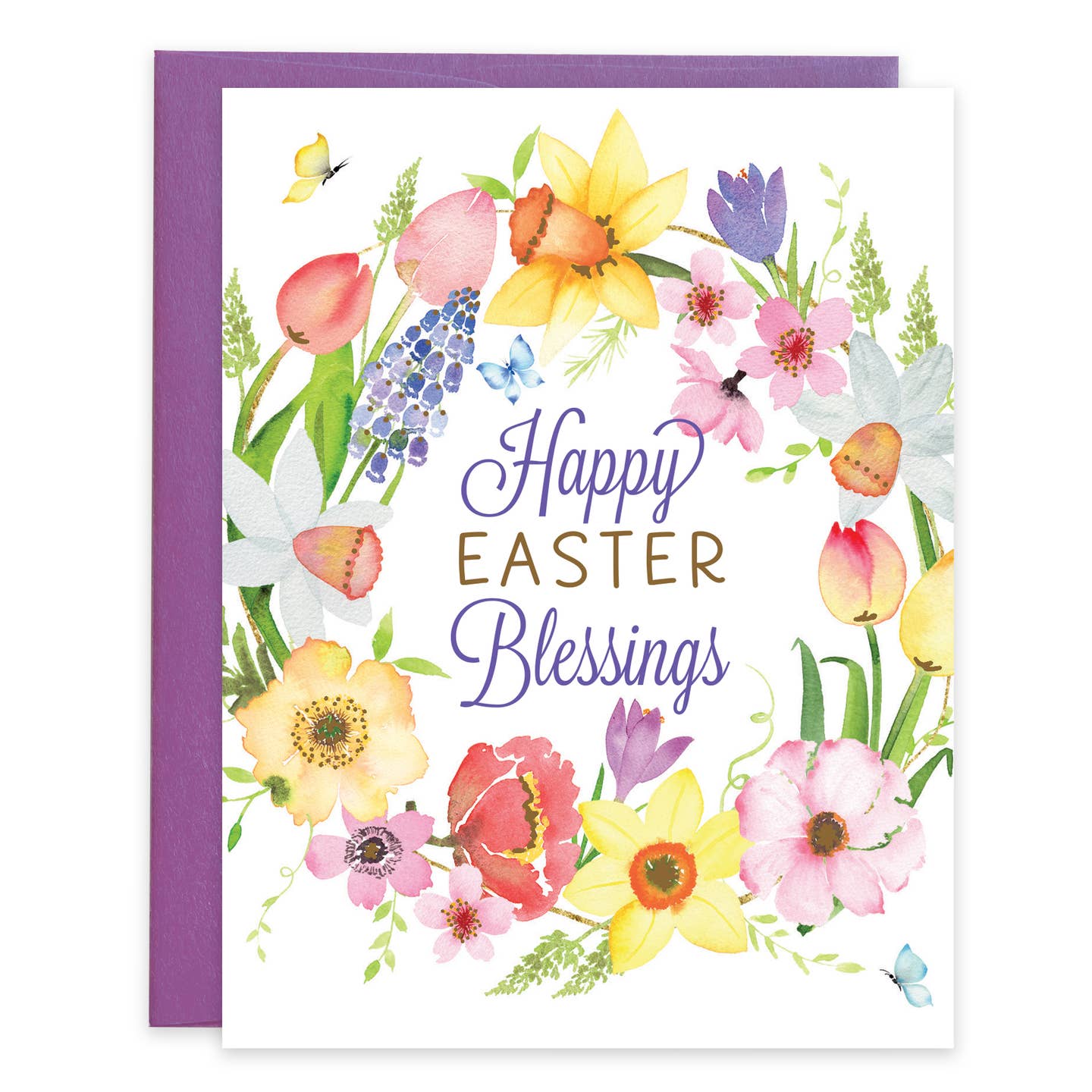 Spring Flower Wreath Easter Greeting Card