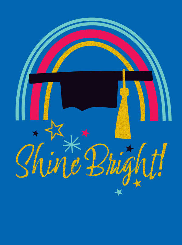 Shine bright rainbow with metallic detail Greeting card