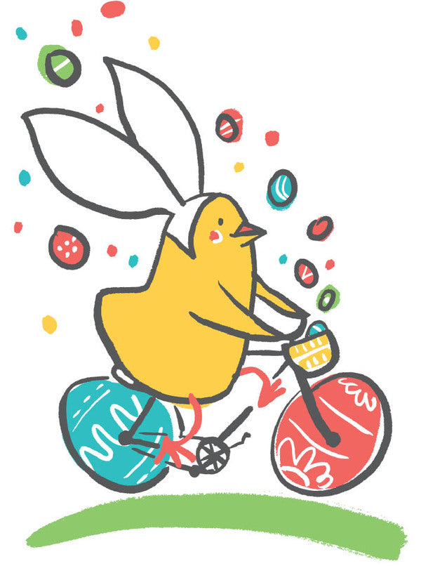 bunny chick egg bike Greeting Card