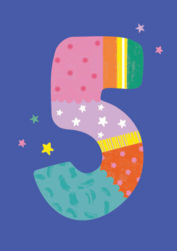 Five Birthday Greeting Card