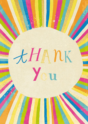 Colorful Rays Thank You Card
