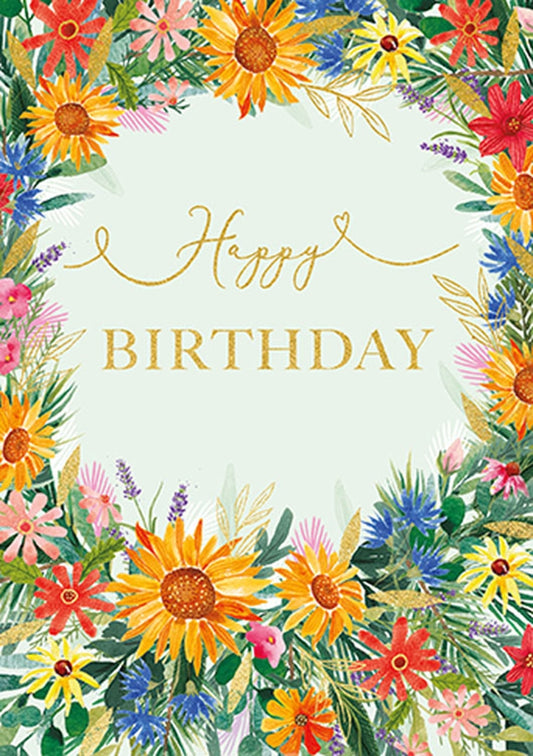 Flower Circle Birthday Card