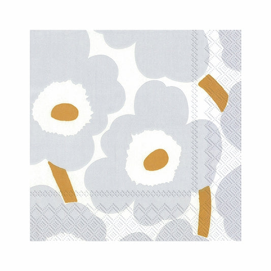 Marimekko Unikko White Silver Cocktail Napkin