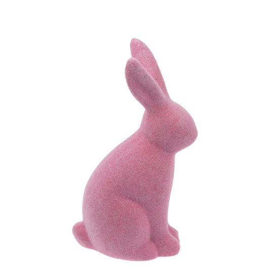 Pink Flocked Bunny Small