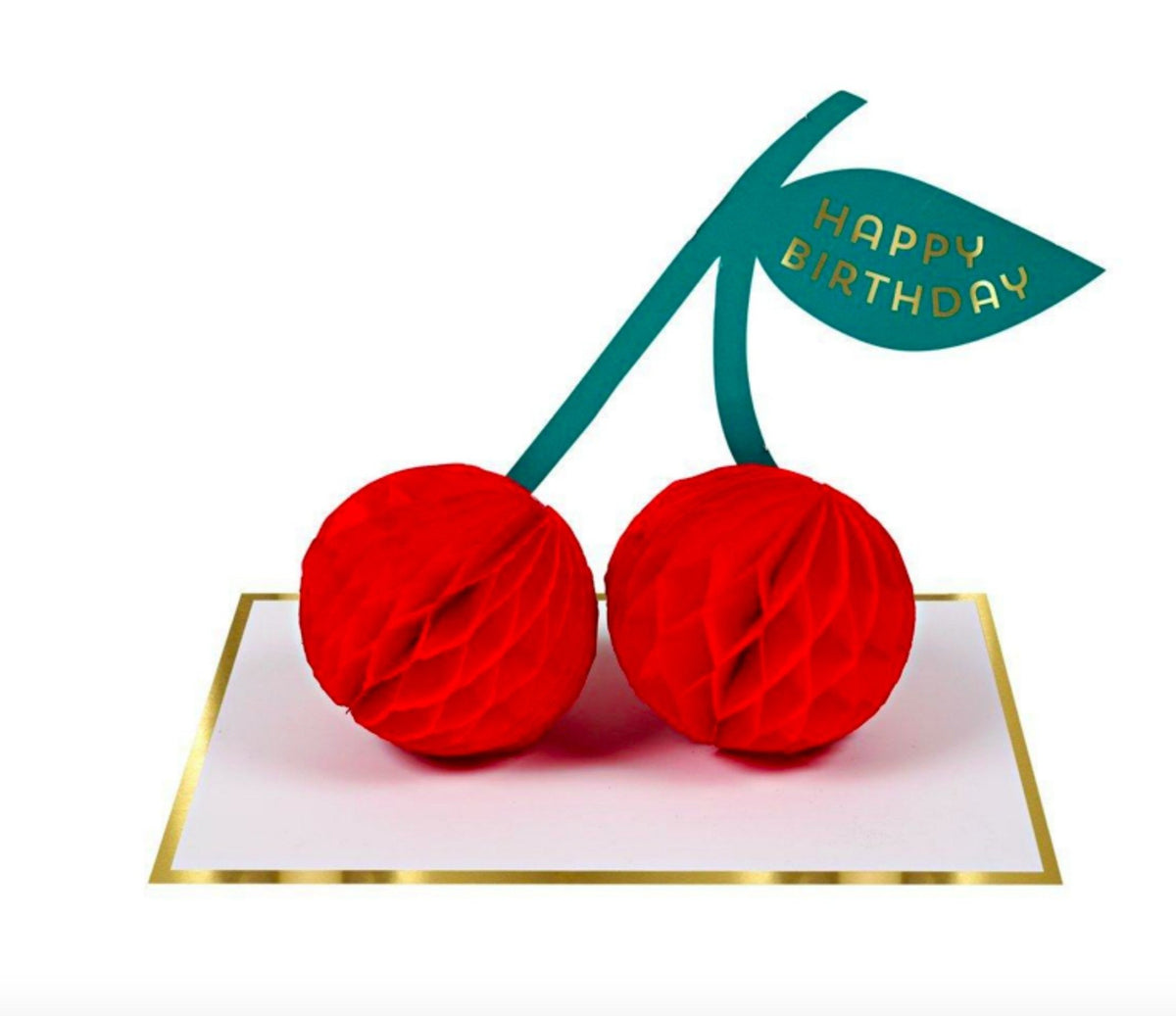 Standup Cherries Honeycomb Birthday Card