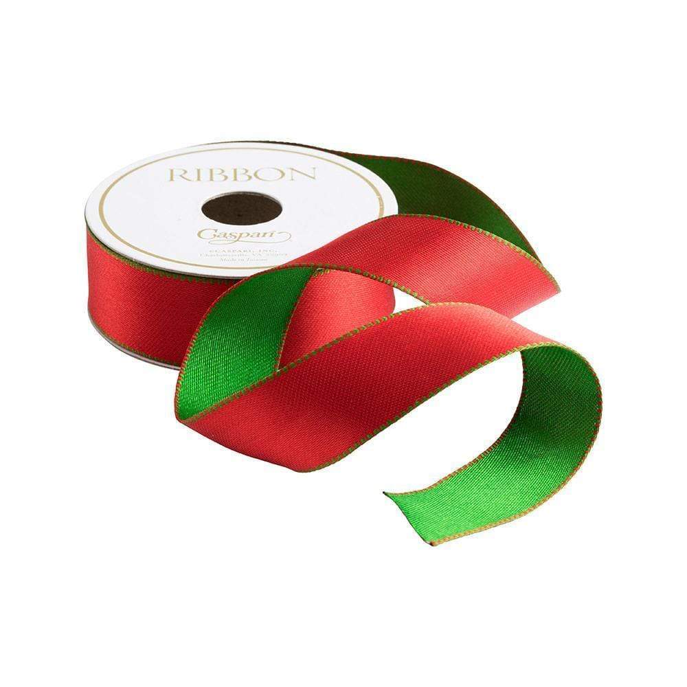 Red & Green Reversible Satin Wired Ribbon - 10 Yard Spool