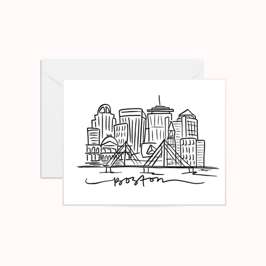 Boston Line Drawing Greeting Card