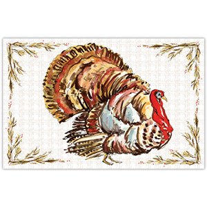 Handpainted Turkey with Hay Berries Placemat