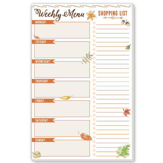 WEEKLY MENU/SHOPPING LIST FALL LEAVES SMALL NOTEPAD