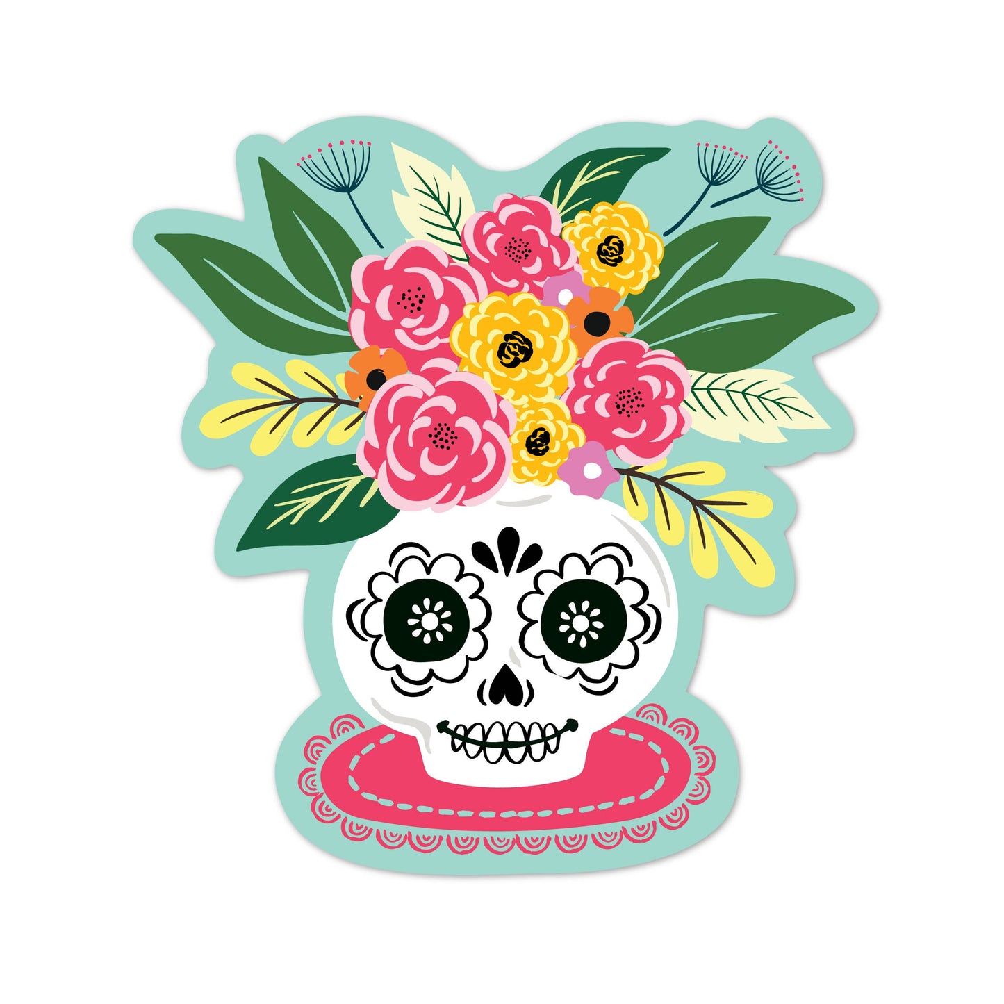 Sugar Skull Flower Vase sticker - Calavera sticker