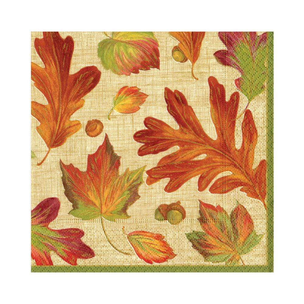 Linen Leaves Luncheon Napkins in Natural
