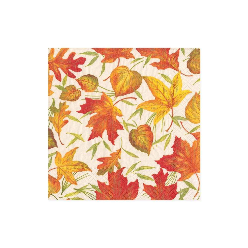 Woodland Leaves Cocktail Napkins in Ivory