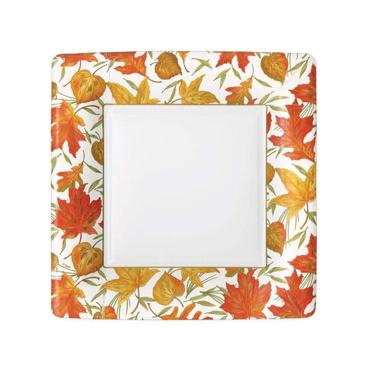 Woodland Leaves Square Dessert Plates in Ivory