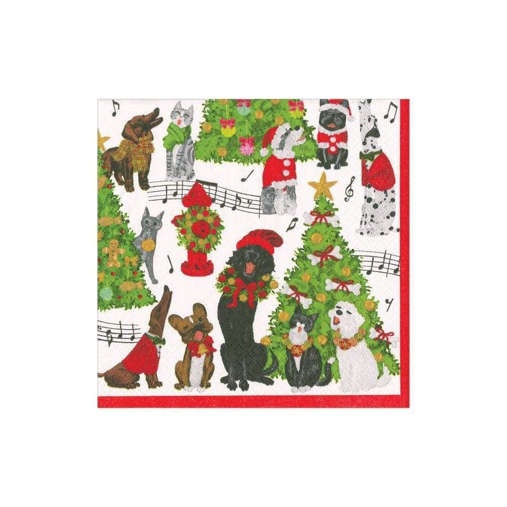 Caroling Pets Paper Cocktail Napkins