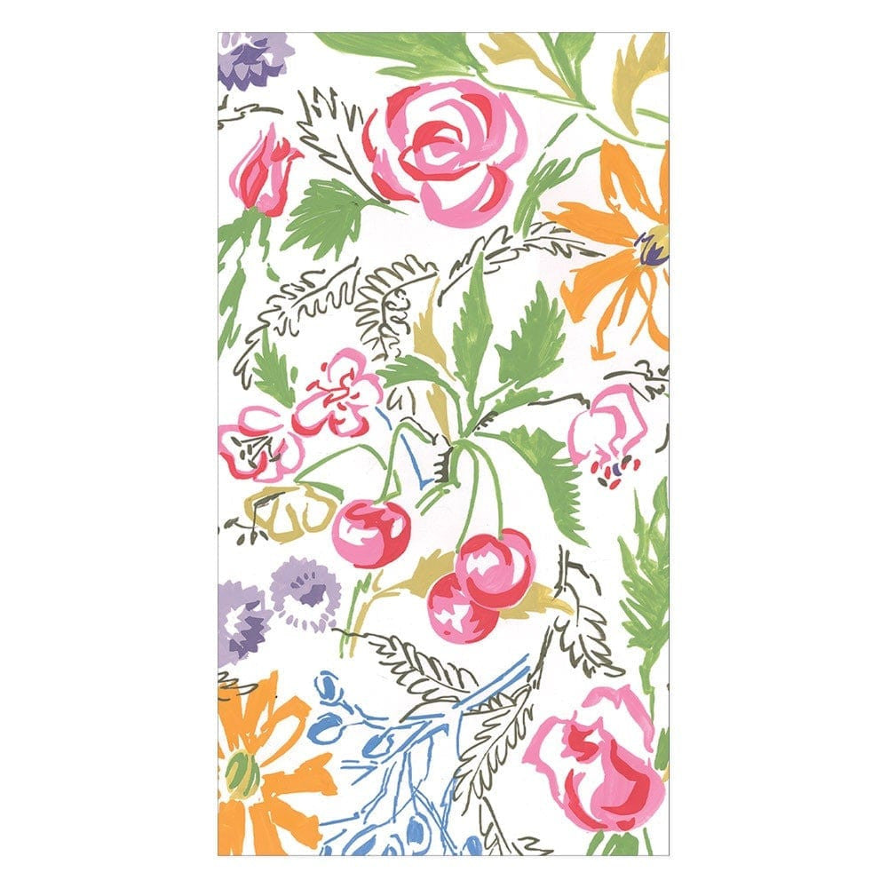 Cerise Floral Paper Guest Towel Napkins