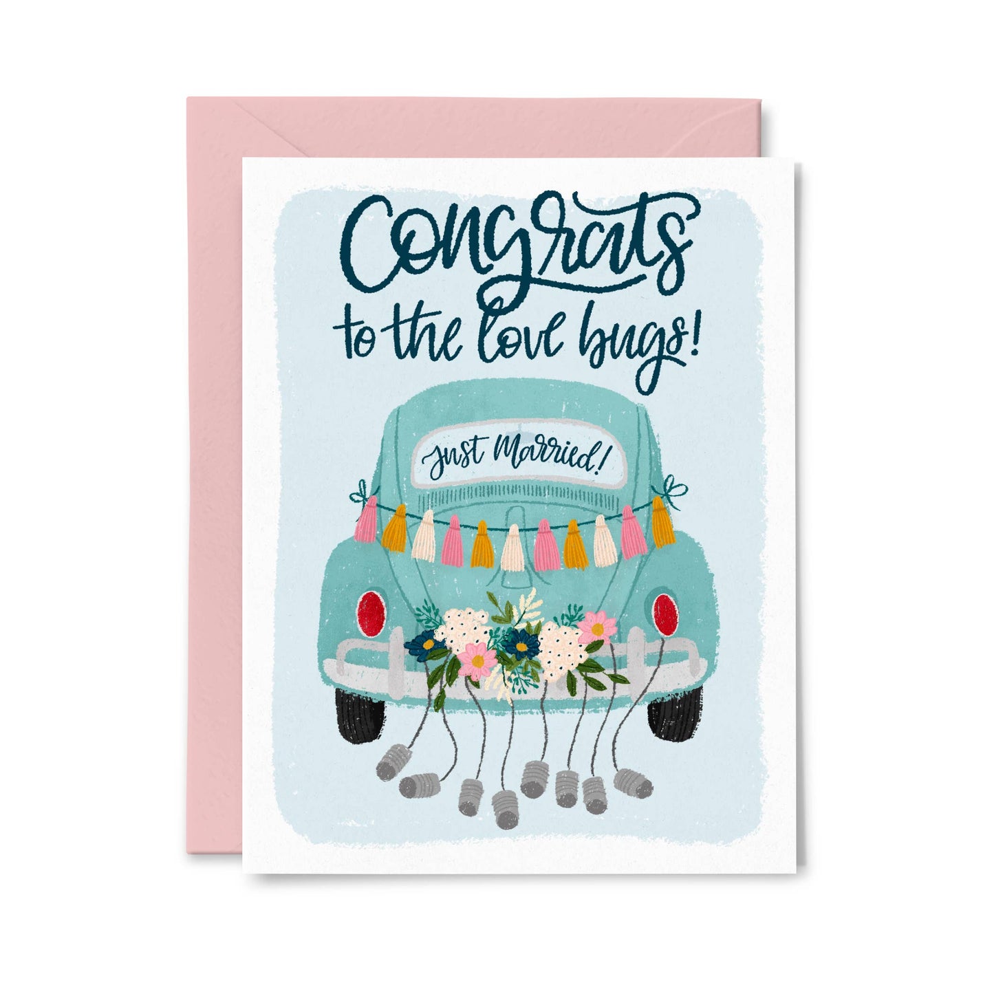 Congrats Love Bugs | Getaway Car | A2 Wedding Greeting Card