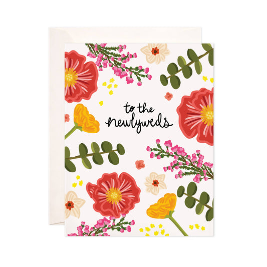 Floral Newlyweds Greeting Card - Wedding Card, Gift