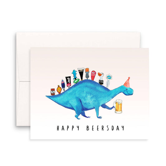 Beer Tap Dinosaur - Funny Birthday Card