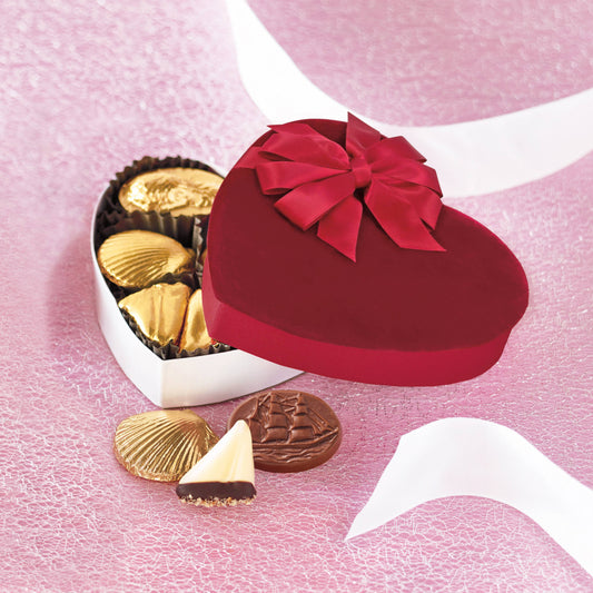 HARBOR SWEETS CHOCOLATE RED HEART BOX W/ BOW 12 ASSORTED PCS