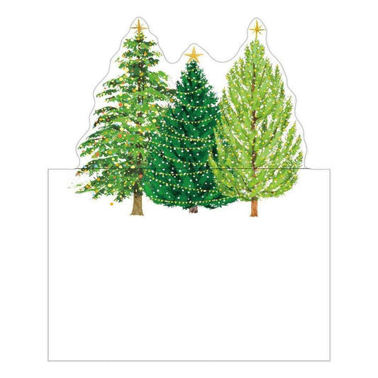 Christmas Trees with Lights Die-Cut Place Cards
