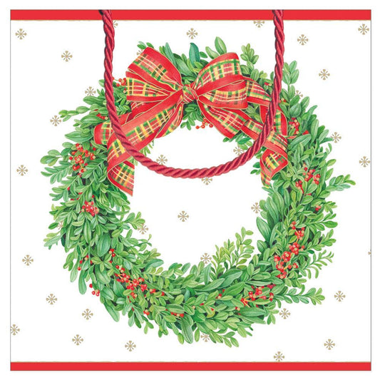 Boxwood and Berries Wreath Small Square Gift Bag