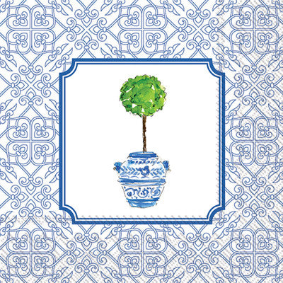 Rosannebeck Blue Topiary Luncheon Napkin